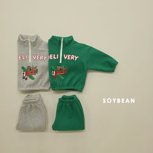 (Pre-order) Soybean Kids Winter - Flying Delivery Top & Bottom Set 플라잉딜리버리상하 (2 Colors)