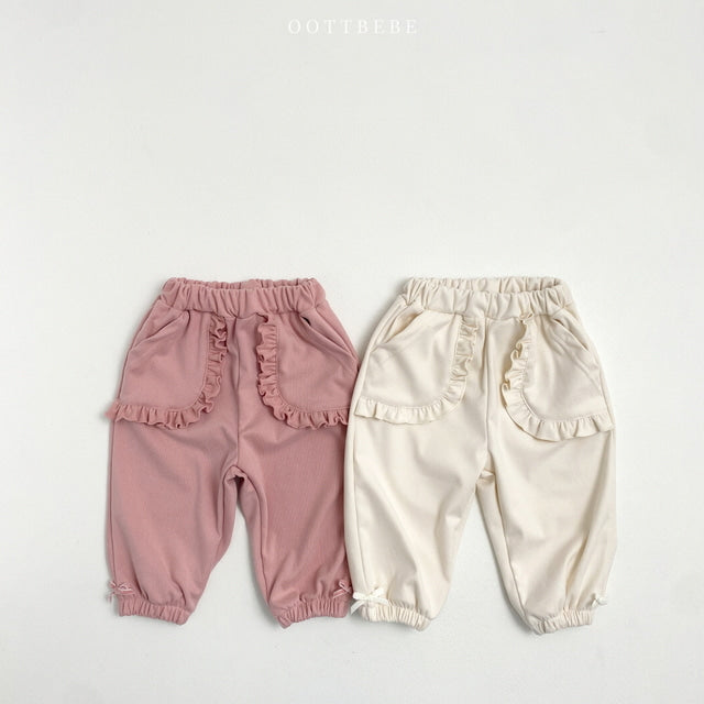 (Pre-order) OOTTBEBE - Frilled Pants 프릴고쟁이바지 (2 Colors)