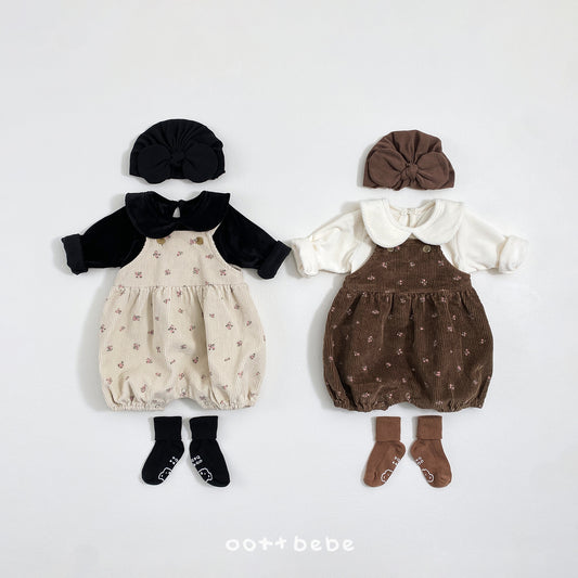 (Pre-order) OOTTBEBE Winter - Rose Corduroy Romper 로제코듀로이슈트 (2 Colors)