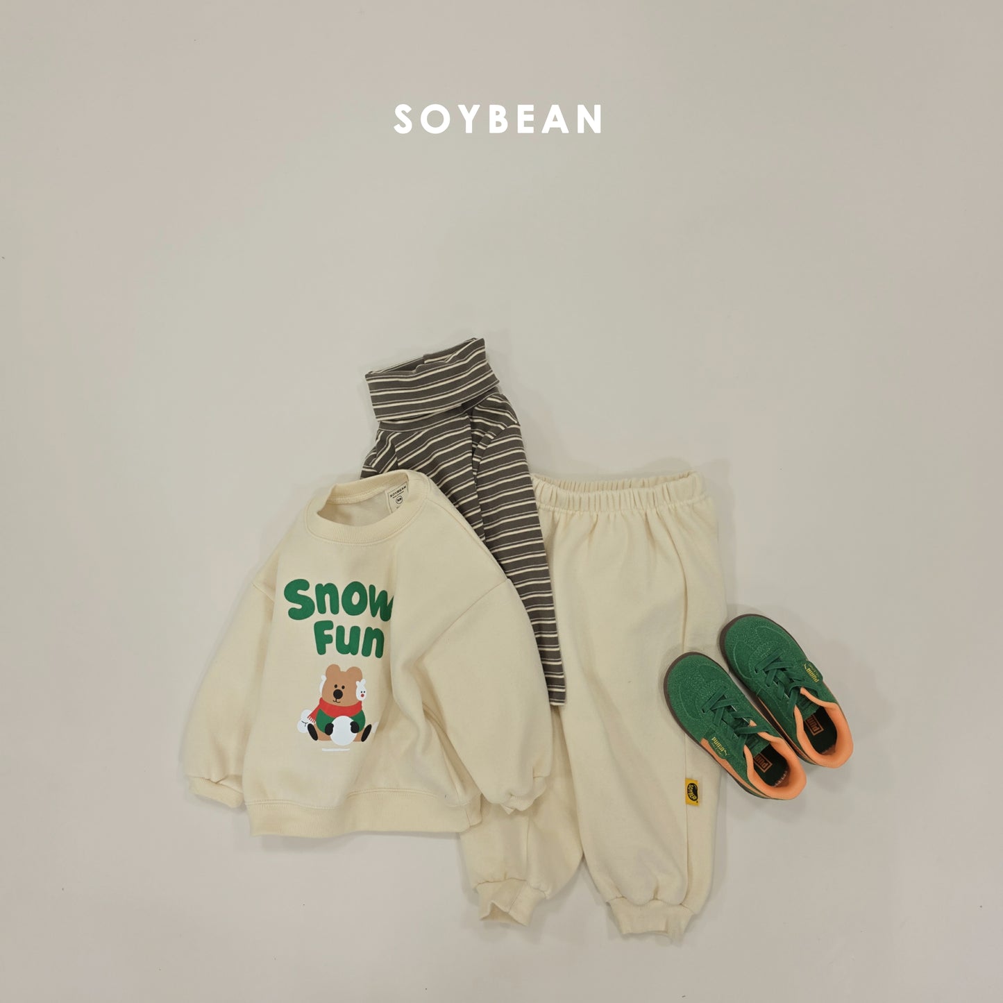(Pre-order) Soybean Kids Winter - Snow Fun Fleece-Lined Top & Bottom Set 양기모스노우펀상하 (3 Colors)
