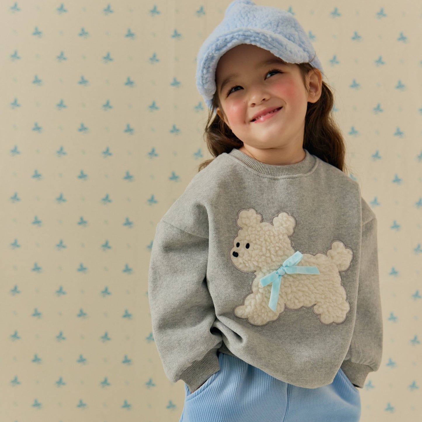 (Pre-order) Daily Bebe - Kids’ Fluffy Ribbon Sweatshirt 뽀글리본 맨투맨 (2 Colors)