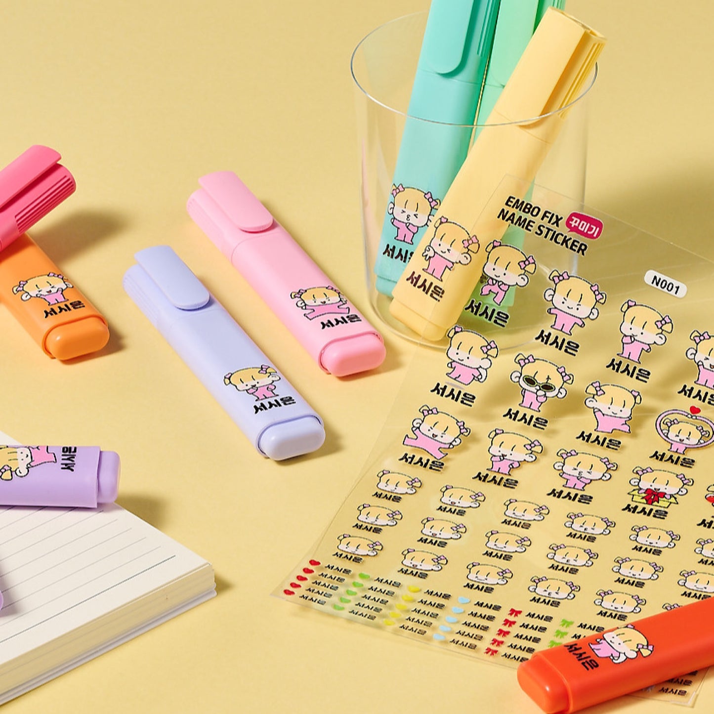 (Pre-order) Personalized Clear Embossed Waterproof Name Stickers (Characters)