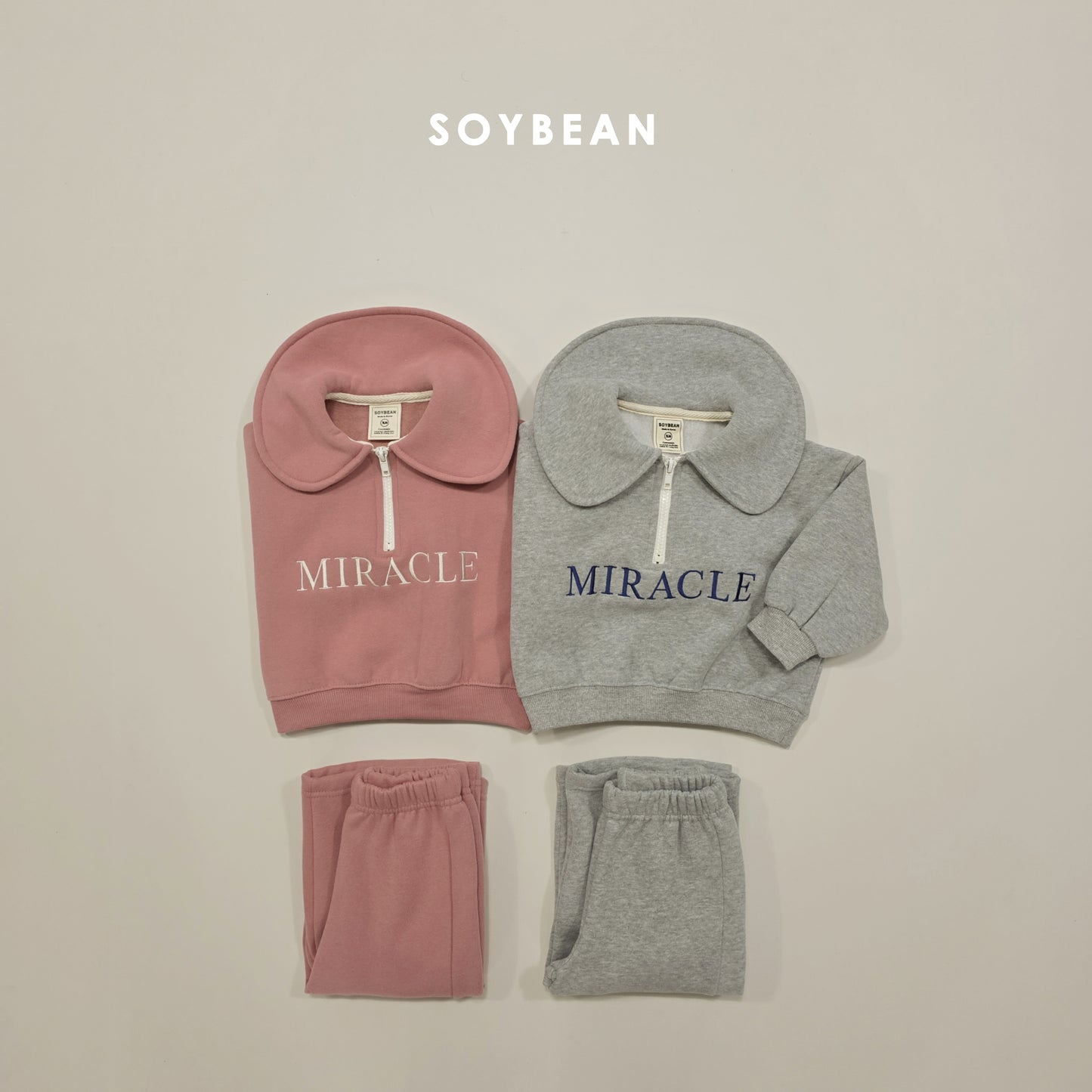 (Pre-order) Soybean Kids Winter - Miracle Half-Zip Top & Bottom Set 미라클반집업상하 (2 Colors)