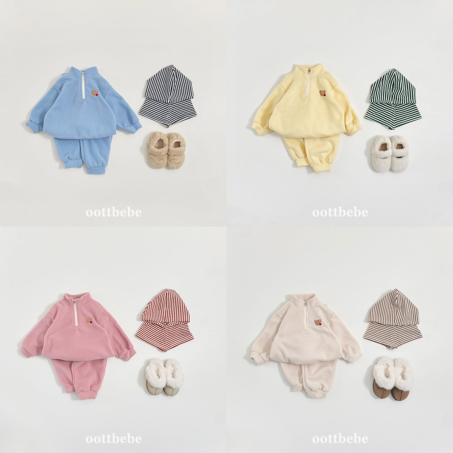 (Pre-order) OOTTBEBE Winter - Puppy Fleece Anorak Top & Bottom Set 멍멍아노락상하복 (4 Colors)