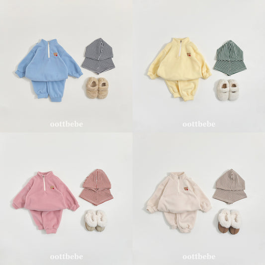 (Pre-order) OOTTBEBE Winter - Puppy Fleece Anorak Top & Bottom Set 멍멍아노락상하복 (4 Colors)