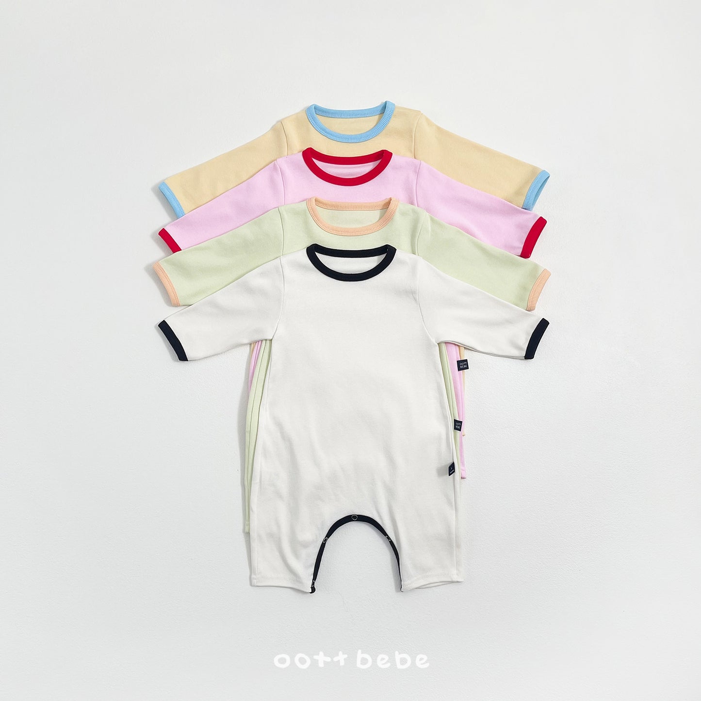 (Pre-order) OOTTBEBE Spring - Modal Heart Romper & Bunny Ear Bonnet Set 모달하트전신슈트+토끼보넷 (4 Colors)
