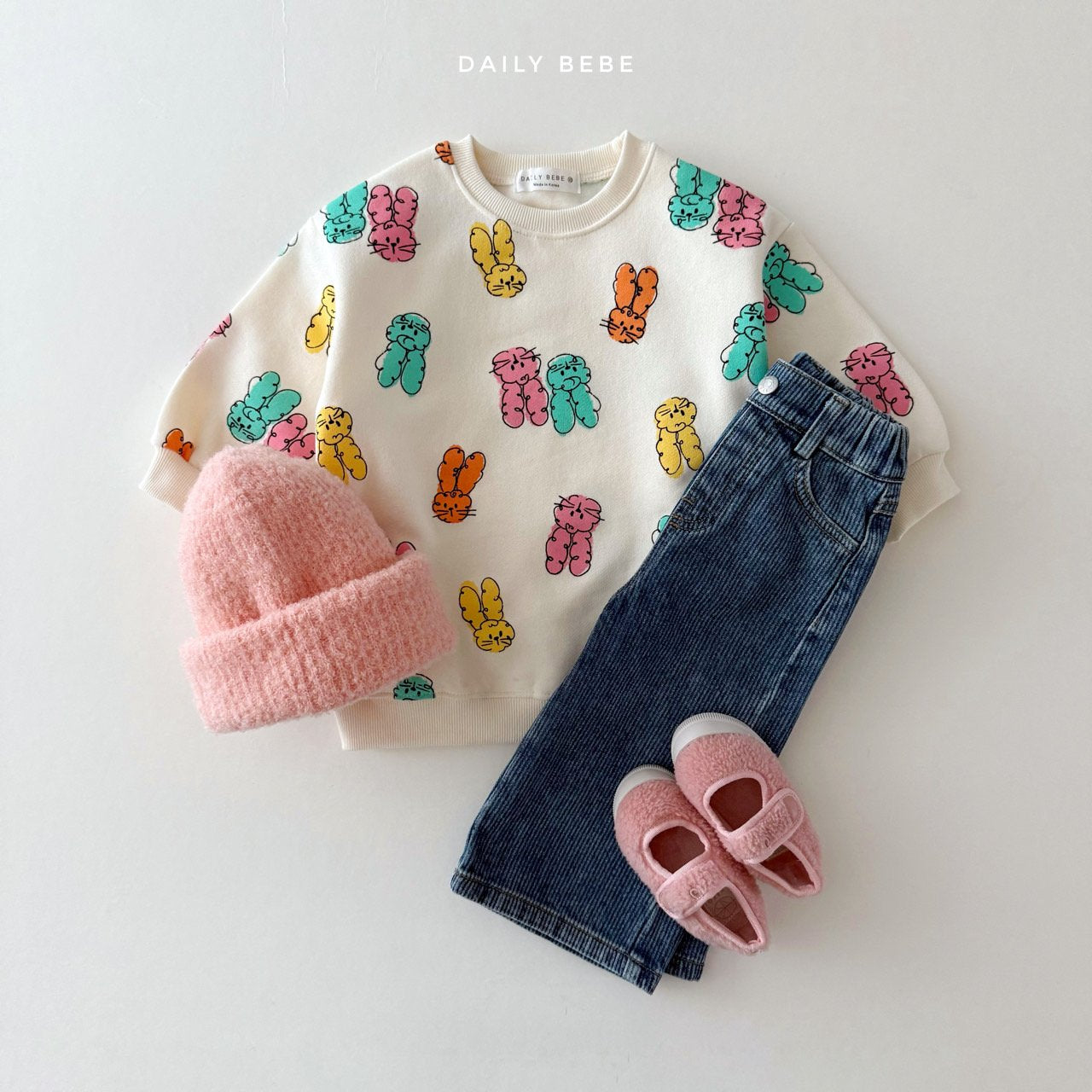 (Pre-order) Daily Bebe Winter - Kids' Playful Animal Long Sweatshirt 롱 맨투맨 (2 Colors)