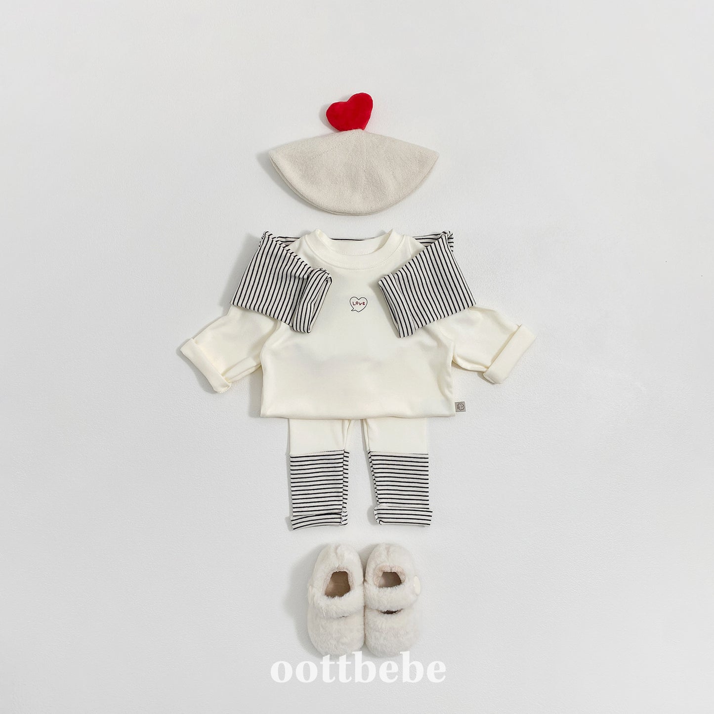 (Pre-order) OOTTBEBE Winter - Stripe Ankle Leggings 윈터배색레깅스 (3 Colors)