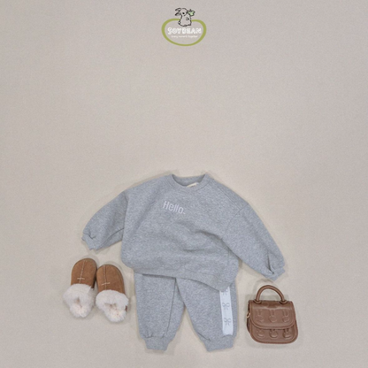 (Pre-order) Soybean Kids - Fleece-Lined Hello Cutie Top & Bottom Set (3 Colors)