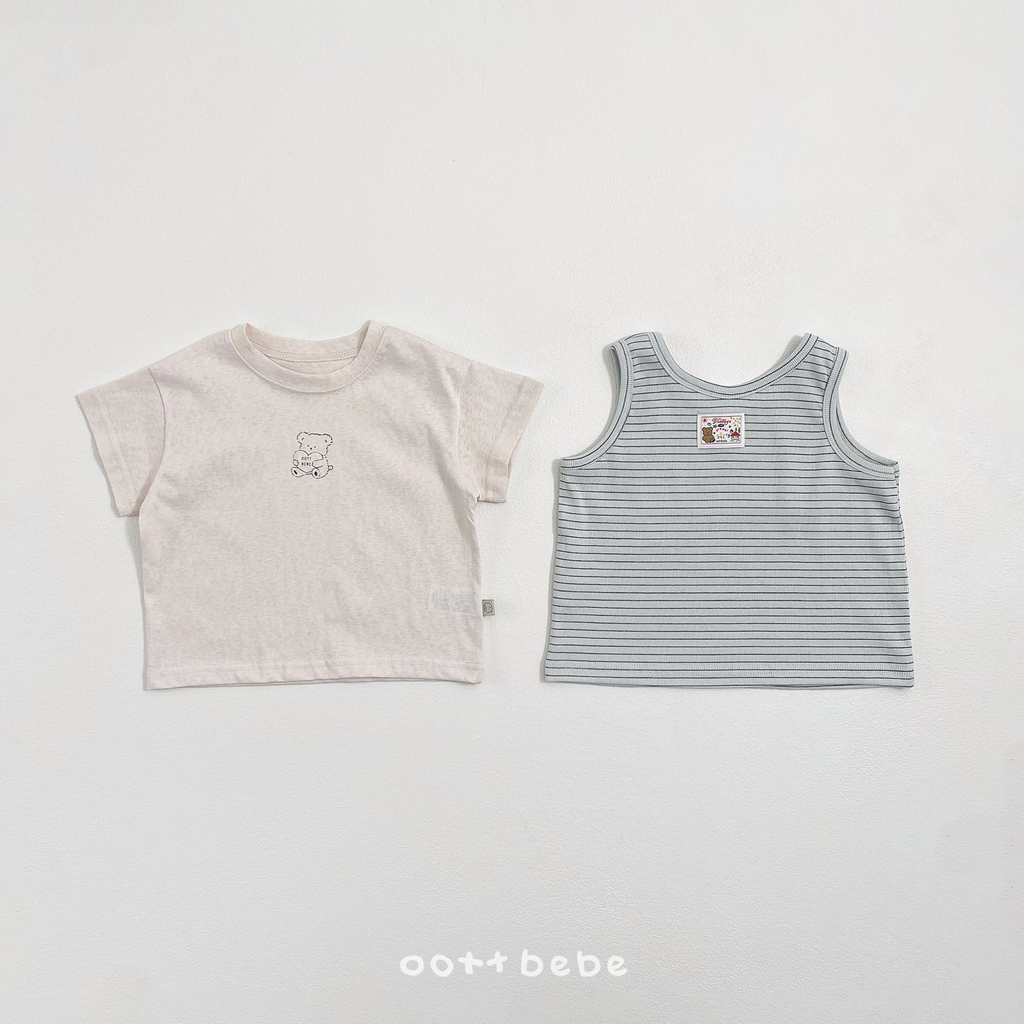 (Pre-order) OOTTBEBE Summer - Sherbet 1+1 Tee Set (Kids) 샤베트 1+1티셔츠 (5 Colors)