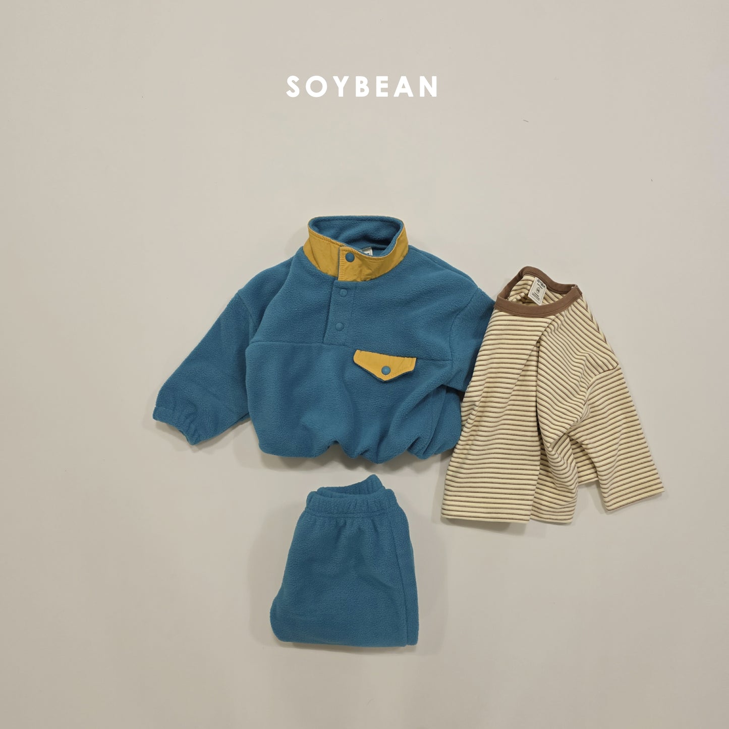 (Pre-order) Soybean Kids Winter - Mountain Neck Fleece Top & Bottom Set 마운틴넥플리스세트 (4 Colors)