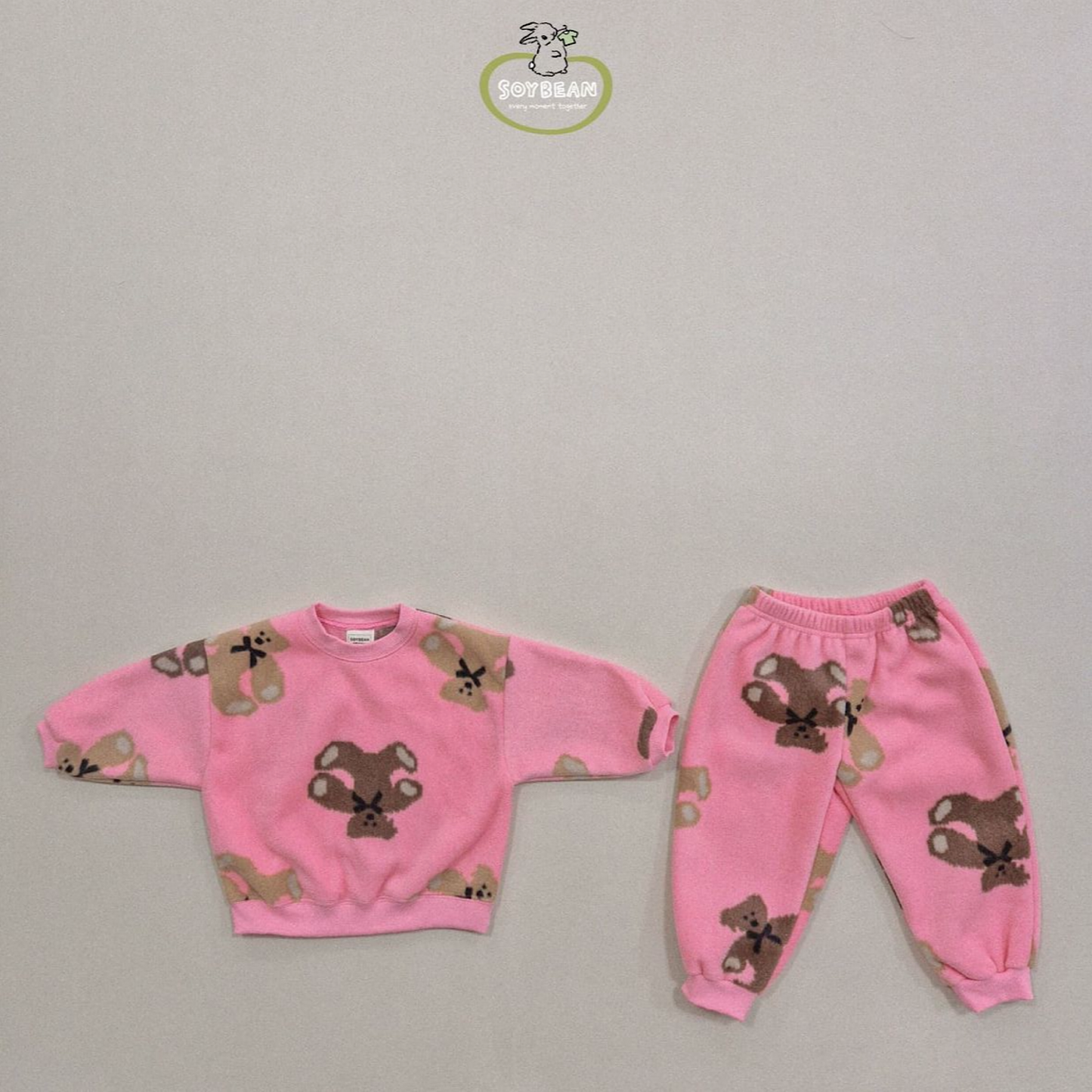 (Pre-order) Soybean Kids - Teddy Fleece Top & Bottom Set 테디플리스상하복 (3 Colors)