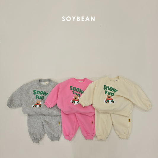 (Pre-order) Soybean Kids Winter - Snow Fun Fleece-Lined Top & Bottom Set 양기모스노우펀상하 (3 Colors)
