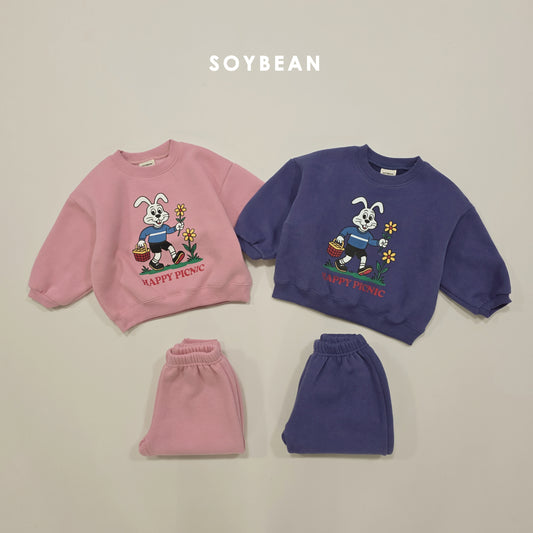 (Pre-order) Soybean Kids Winter - Picnic Fleece-Lined Top & Bottom Set 피크닉양기모상하 (2 Colors)