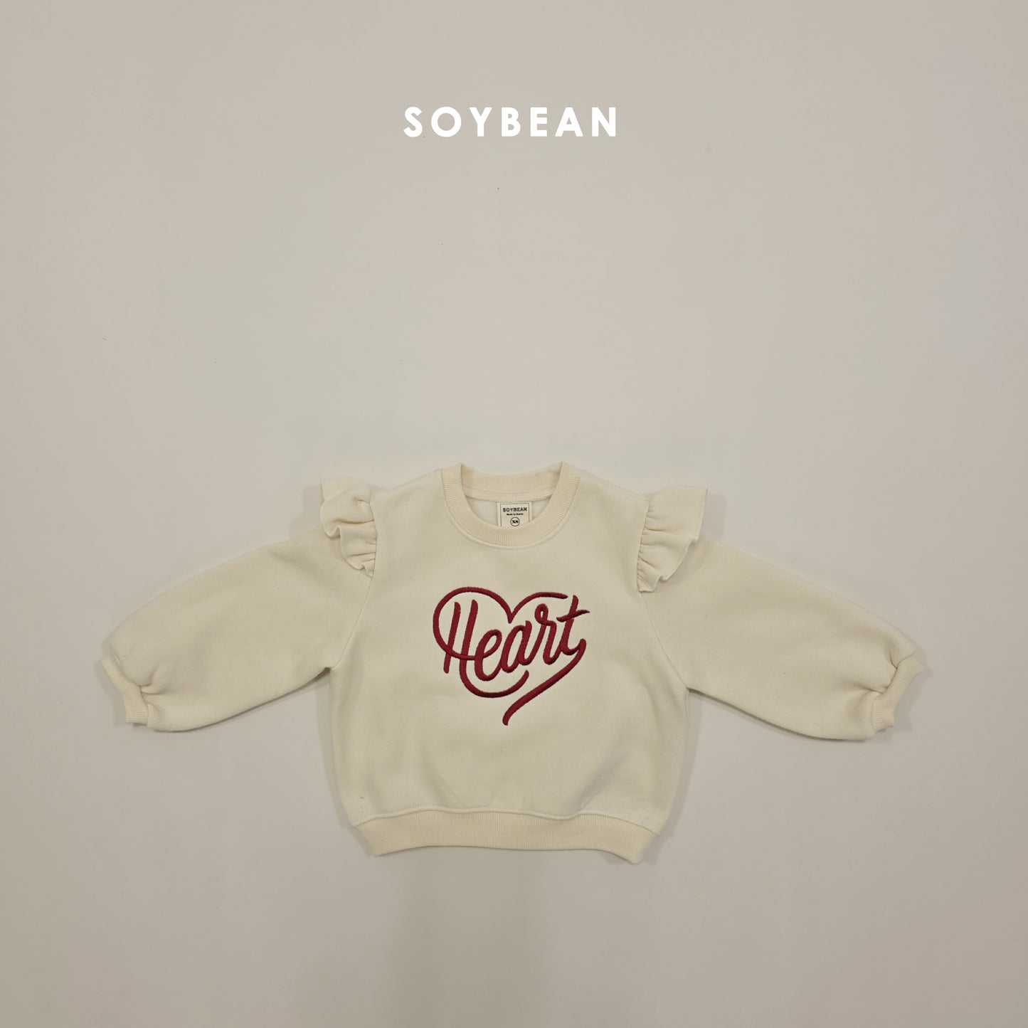 (Pre-order) Soybean Kids Winter - Heart Frill Fleece-Lined Sweatshirt 하트프릴맨투맨 (2 Colors)