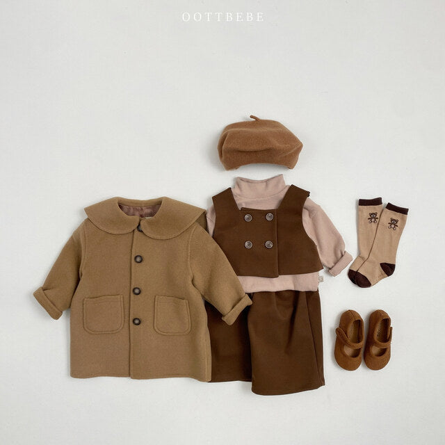 (Pre-order) OOTTBEBE - Chocolate Double-Breasted Vest 초코더블뷔스티에 (2 Colors)