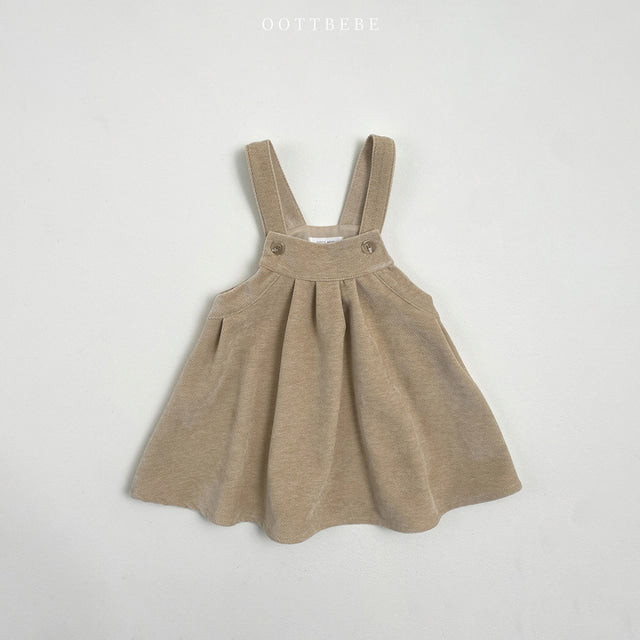 (Pre-order) OOTTBEBE - Velour Overall Skirt 벨로아멜빵스커트 (2 Colors)