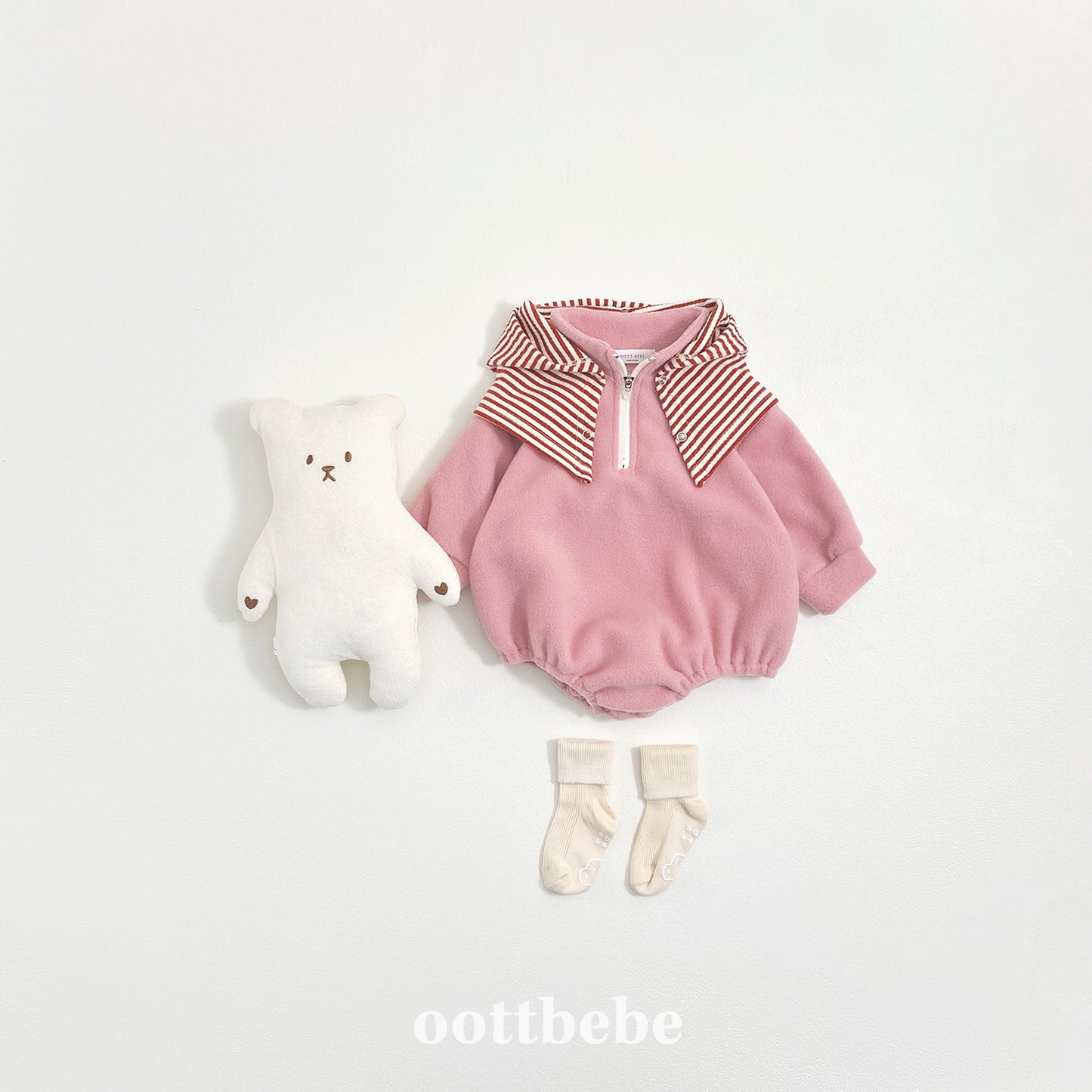 (Pre-order) OOTTBEBE Winter - Puppy Fleece Anorak Bodysuit 멍멍아노락슈트 (4 Colors)