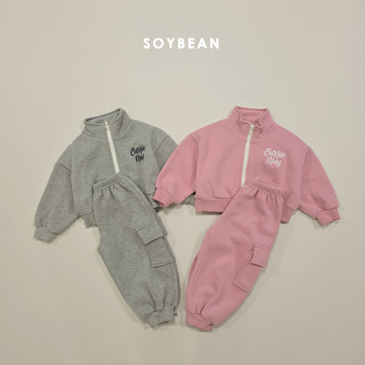 (Pre-order) Soybean Kids Winter - Zip-Up Cargo Fleece-Lined Top & Bottom Set 집업카고상하복 (2 Colors)