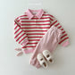 (Pre-order) Daily Bebe - Kids’ Collar Striped Sweatshirt 카라 단가라 맨투맨 (2 Colors)