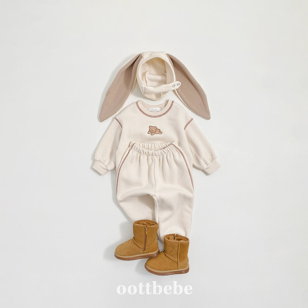 (Pre-order) OOTTBEBE Winter - Cozy Bear Top & Bottom Set 쿨쿨베어상하복 (2 Colors)