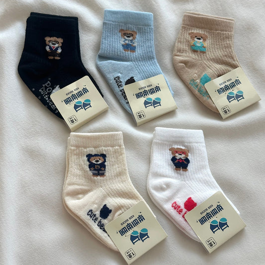 (Poupee Poupee) Kids’ Cute Bear Socks (5-pack)