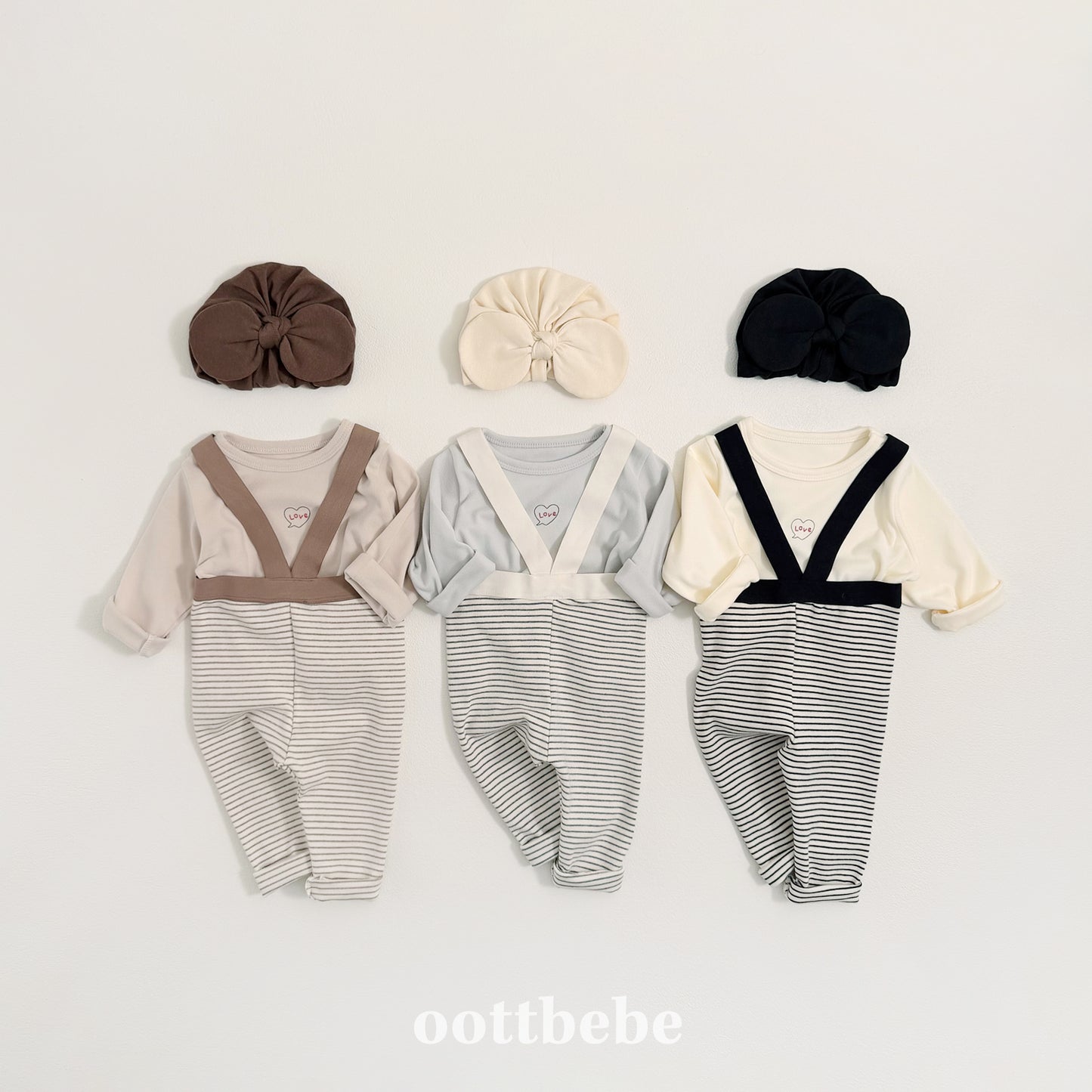 (Pre-order) OOTTBEBE Winter - (Bebe) Suspender Stripe Leggings 윈터멜빵레깅스 (3 Colors)