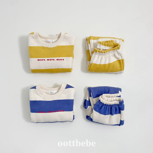(Pre-order) OOTTBEBE Winter - MORE Stripe Top & Bottom Set MORE상하복 (2 Colors)