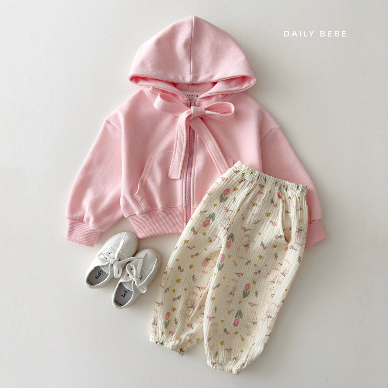 (Pre-order) Daily Bebe Summer- Kids’ Ribbon Hoodie Zip-Up 리본 후드집업 (3 Colors)