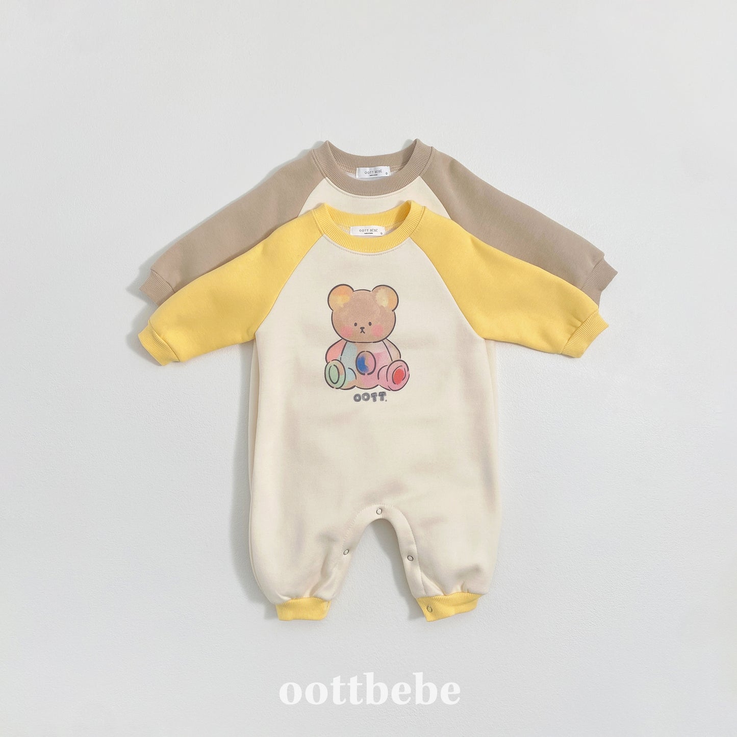 (Pre-order) OOTTBEBE Winter - Watercolor Bear Full Bodysuit 페인팅오띠전신슈트 (2 Colors)