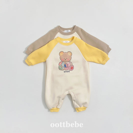 (Pre-order) OOTTBEBE Winter - Watercolor Bear Full Bodysuit 페인팅오띠전신슈트 (2 Colors)
