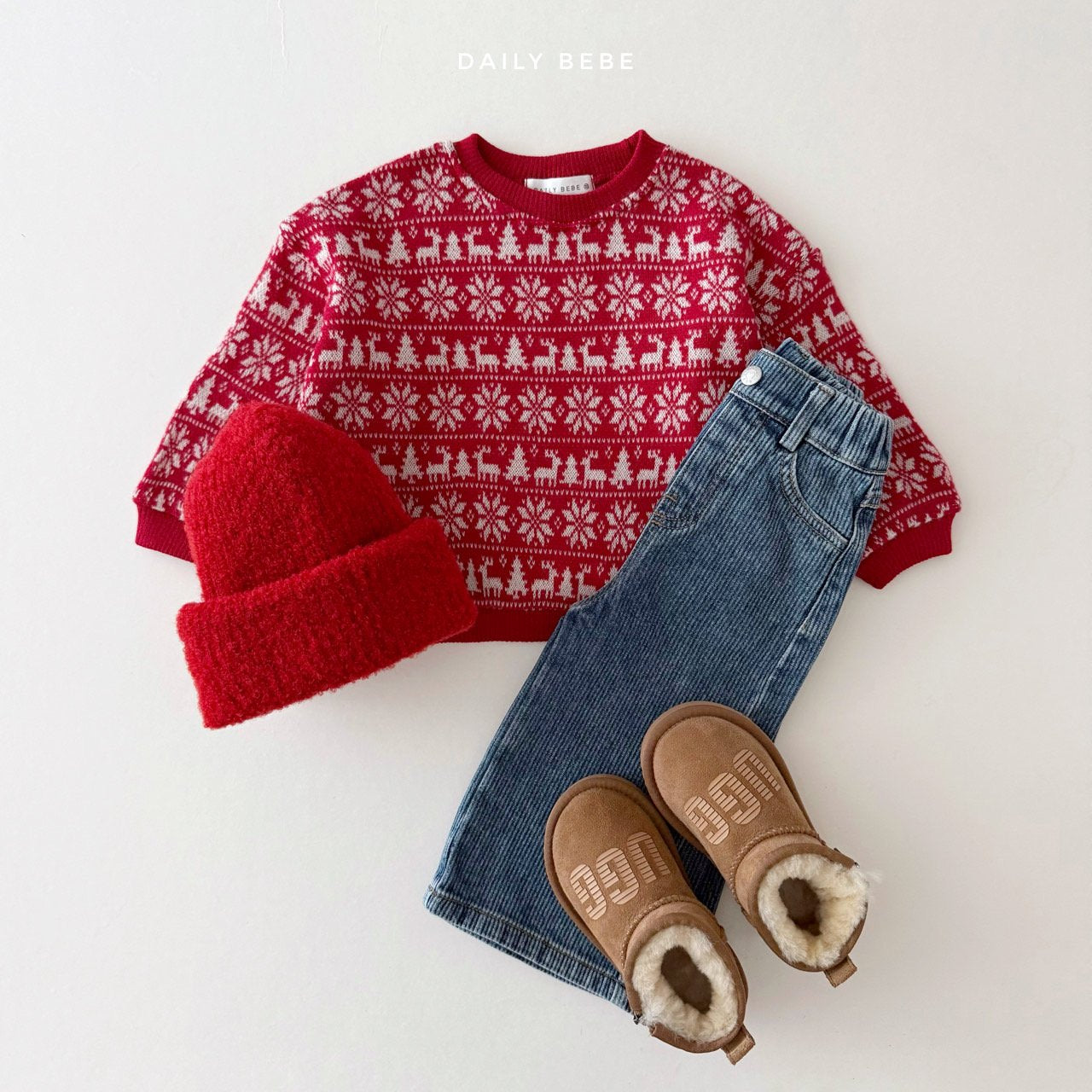 (Pre-order) Daily Bebe Winter - Kids' Fleece-Lined Denim Pants 기모 데님팬츠 (2 Colors)