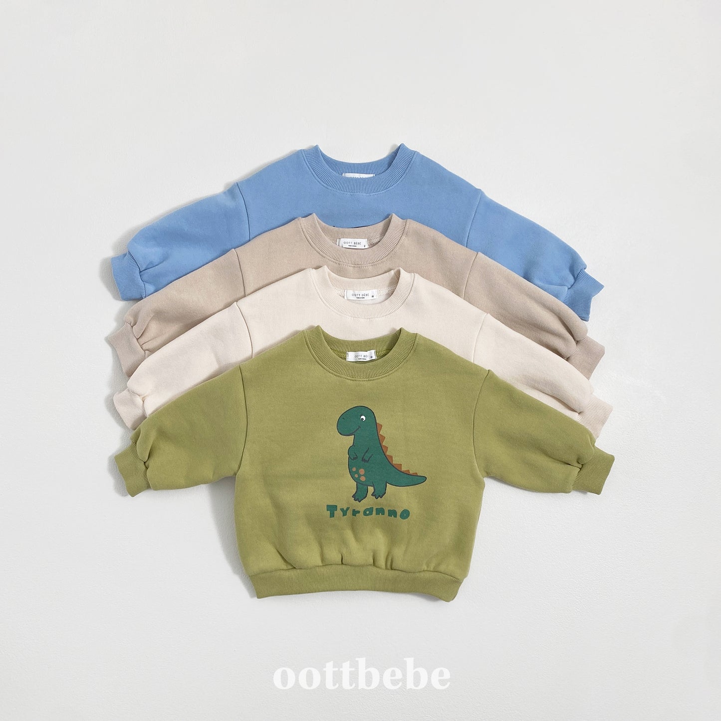 (Pre-order) OOTTBEBE Winter - Dino Friends Fleece Sweatshirt 공룡맨투맨(양기모) 4 Colors)