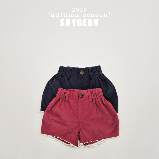 (Pre-order) Soybean Kids - Corduroy Balloon Shorts with Lace 벌룬골덴반바지 (2 Colors)