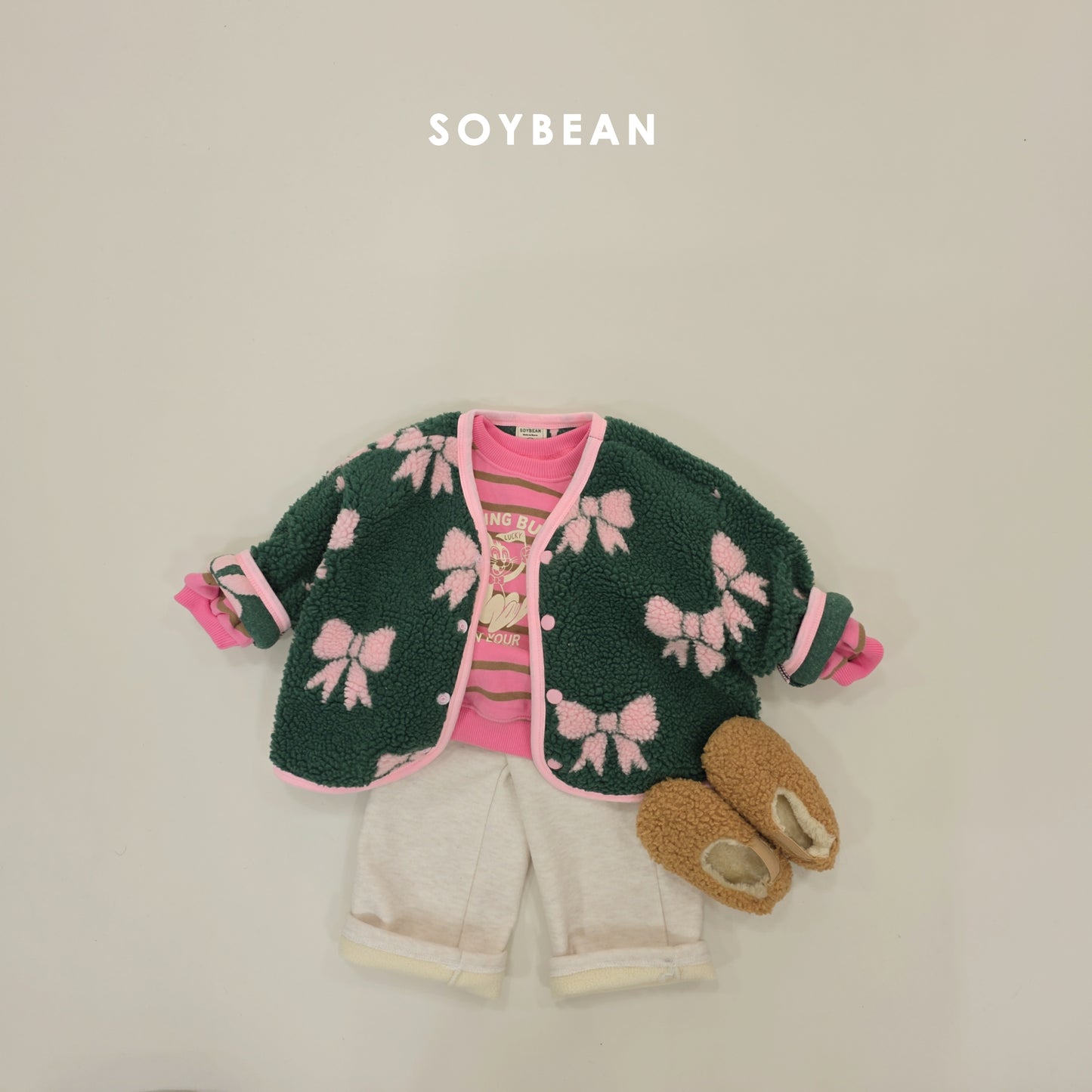 (Pre-order) Soybean Kids Winter - Ribbon Sherpa Jacket 리본양털자켓 (2 Colors)