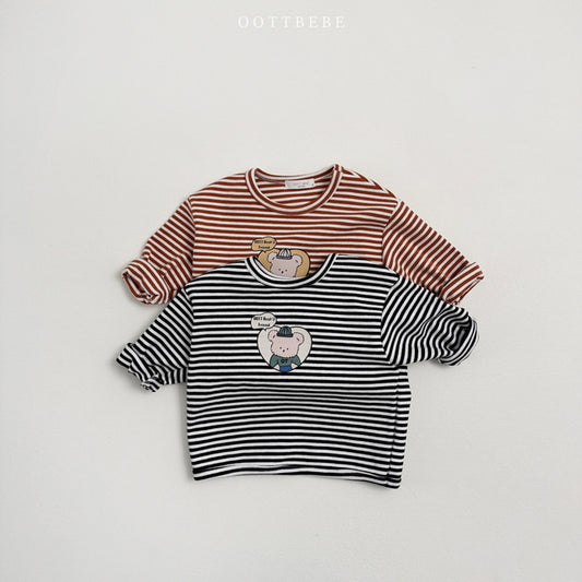 (Pre-order) OOTTBEBE - Friends Striped Play Tee 프렌즈단가라랍빠티 (2 Colors)