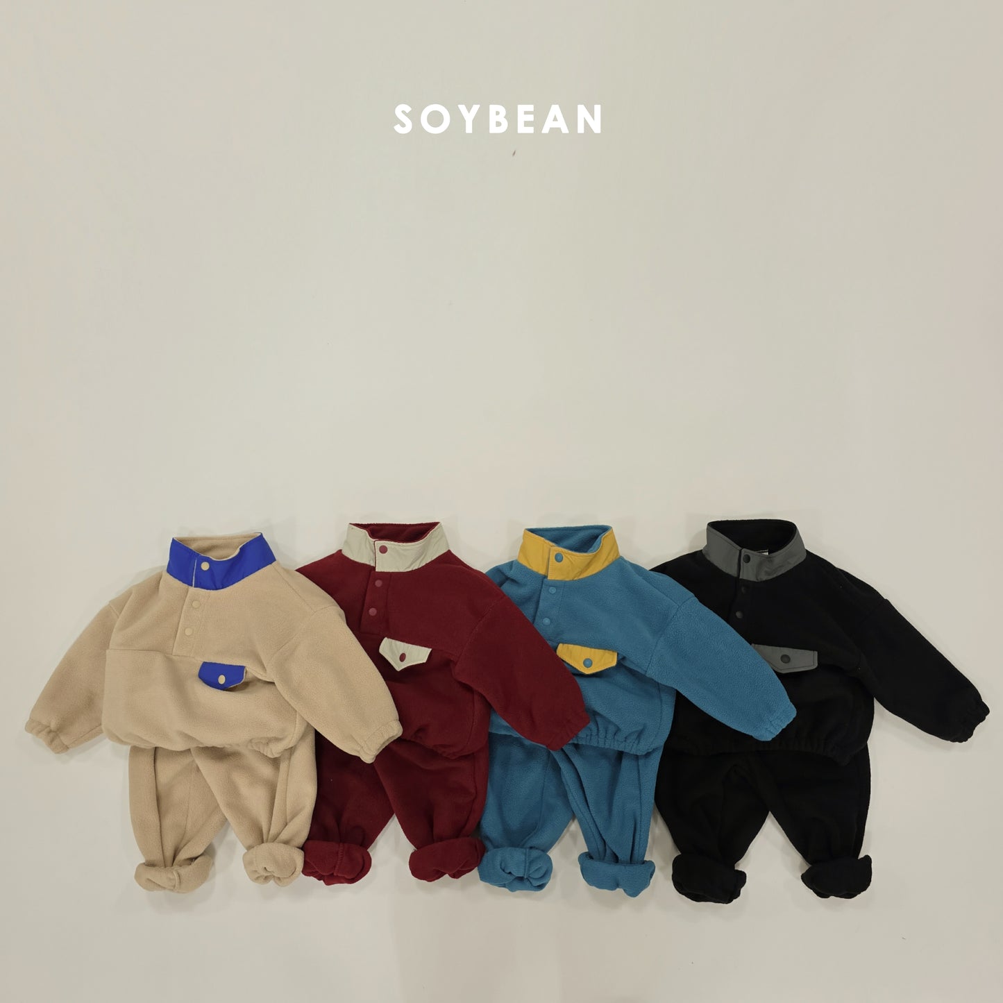 (Pre-order) Soybean Kids Winter - Mountain Neck Fleece Top & Bottom Set 마운틴넥플리스세트 (4 Colors)