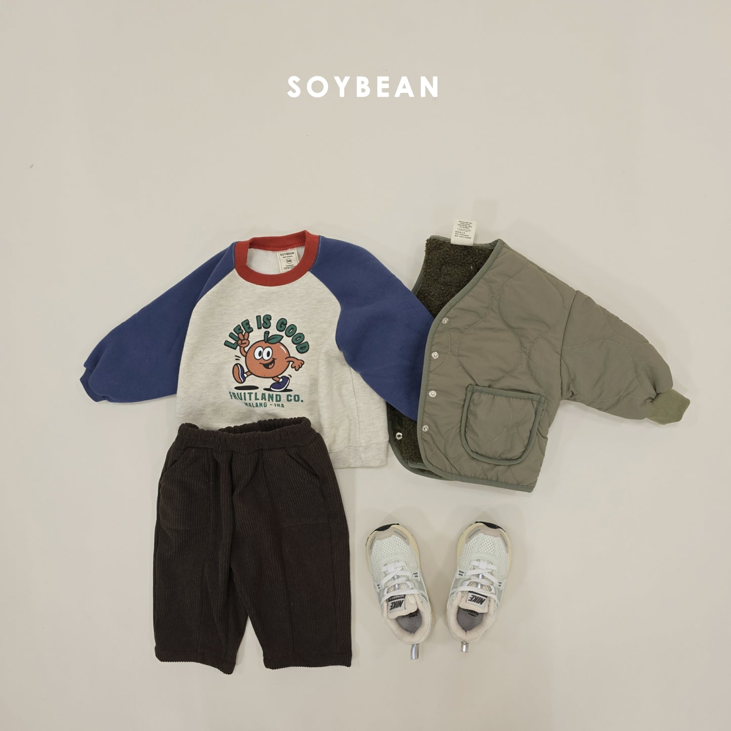(Pre-order) Soybean Kids Winter - Fruit Raglan Fleece-Lined Sweatshirt 과일양기모맨투맨 (2 Colors)