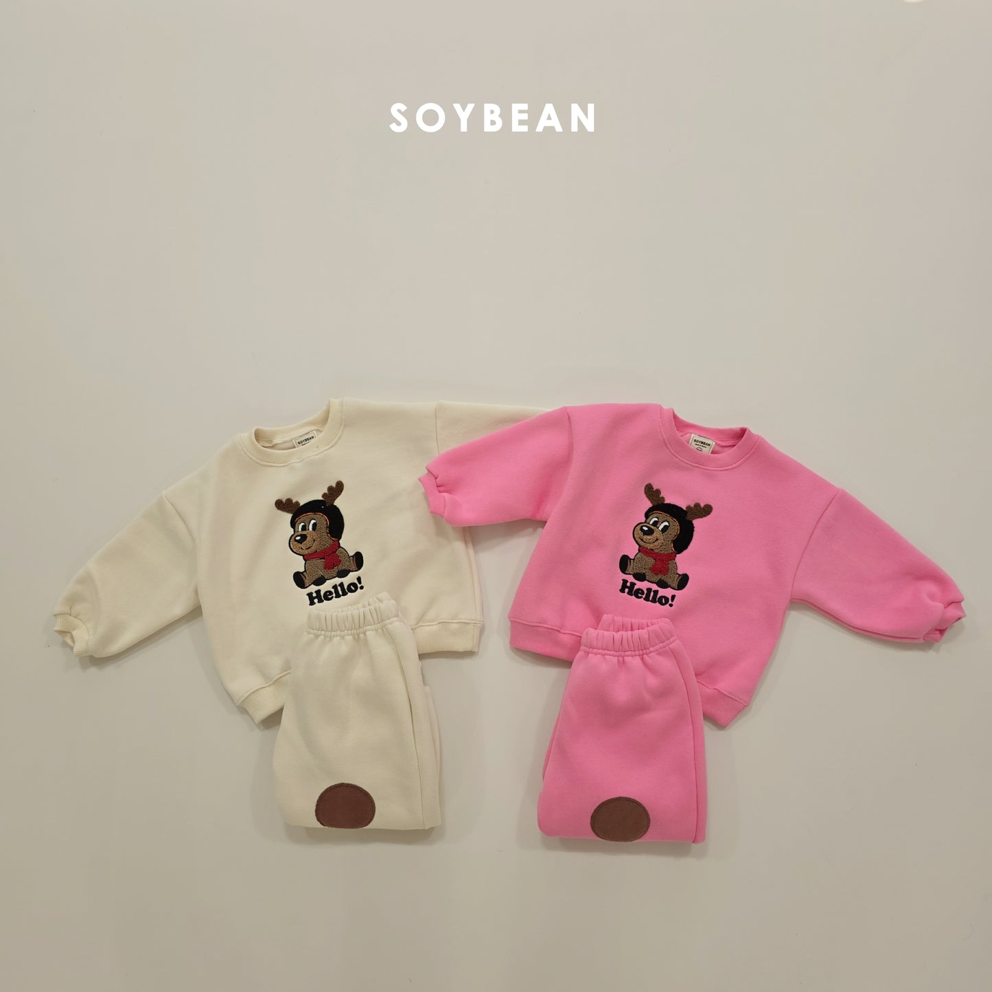 (Pre-order) Soybean Kids Winter - Hello Boucle Rudolph Top & Bottom Set 헬로부클루돌프상하 (2 Colors)