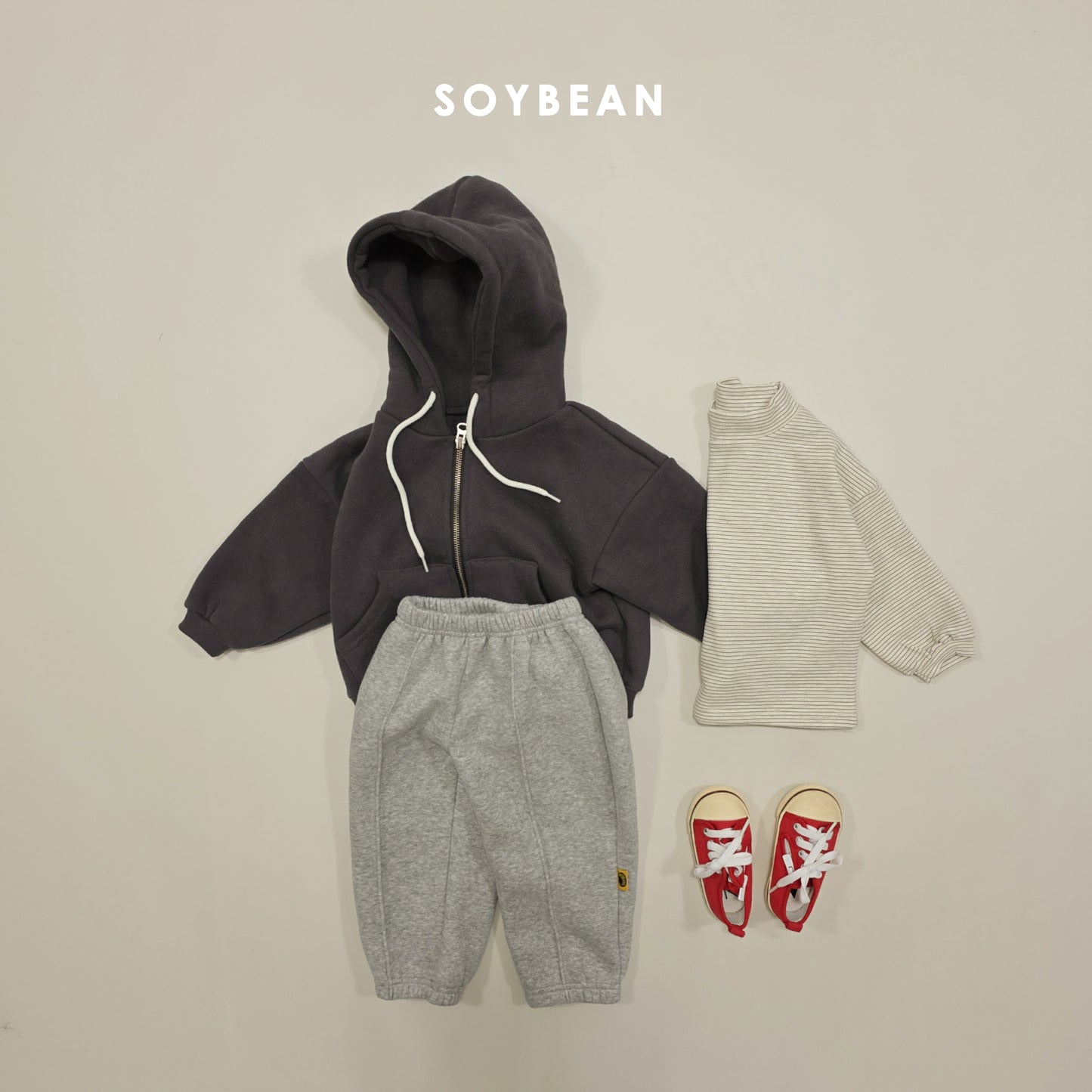 (Pre-order) Soybean Kids Winter - Fleece-Lined Basic Hood Zip-Up 양기모후드집업 (4 Colors)