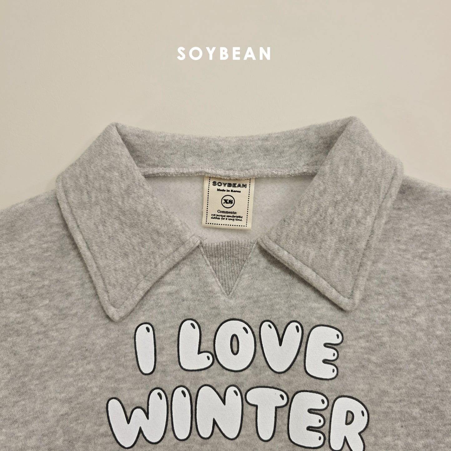 (Pre-order) Soybean Kids Winter - Cozy Penguin Collar Fleece-Lined Top & Bottom Set 포근펭귄카라상하복 (2 Colors)