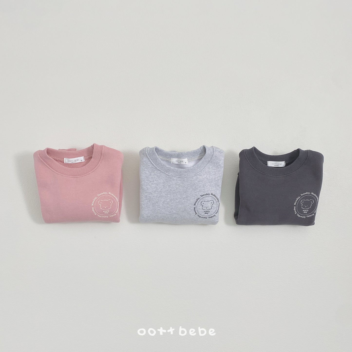 (Pre-order) OOTTBEBE Winter - Everyday Bear Sweatshirt 에브리데이맨투맨 (3 Colors)