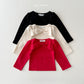 (Pre-order) Daily Bebe Winter - Kids' Ribbon Shoulder Top 리본 숄더티 (3 Colors)