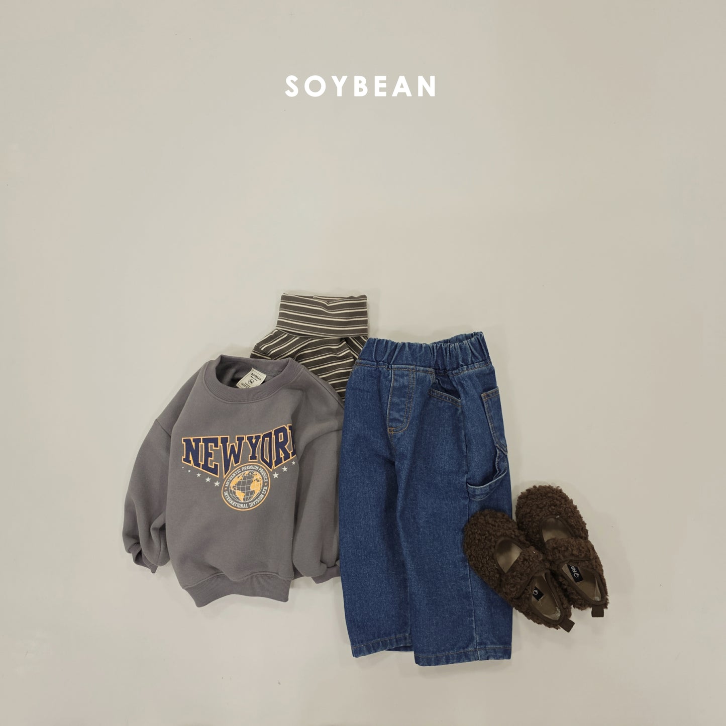 (Pre-order) Soybean Kids Winter - New York Brushed Fleece Sweatshirt 뉴욕기모맨투맨 (2 Colors)
