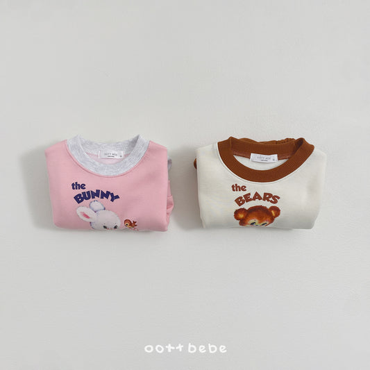 (Pre-order) OOTTBEBE Winter - Bear & Bunny Sweatshirt Bodysuit 베어바니맨투맨슈트 (2 Colors)