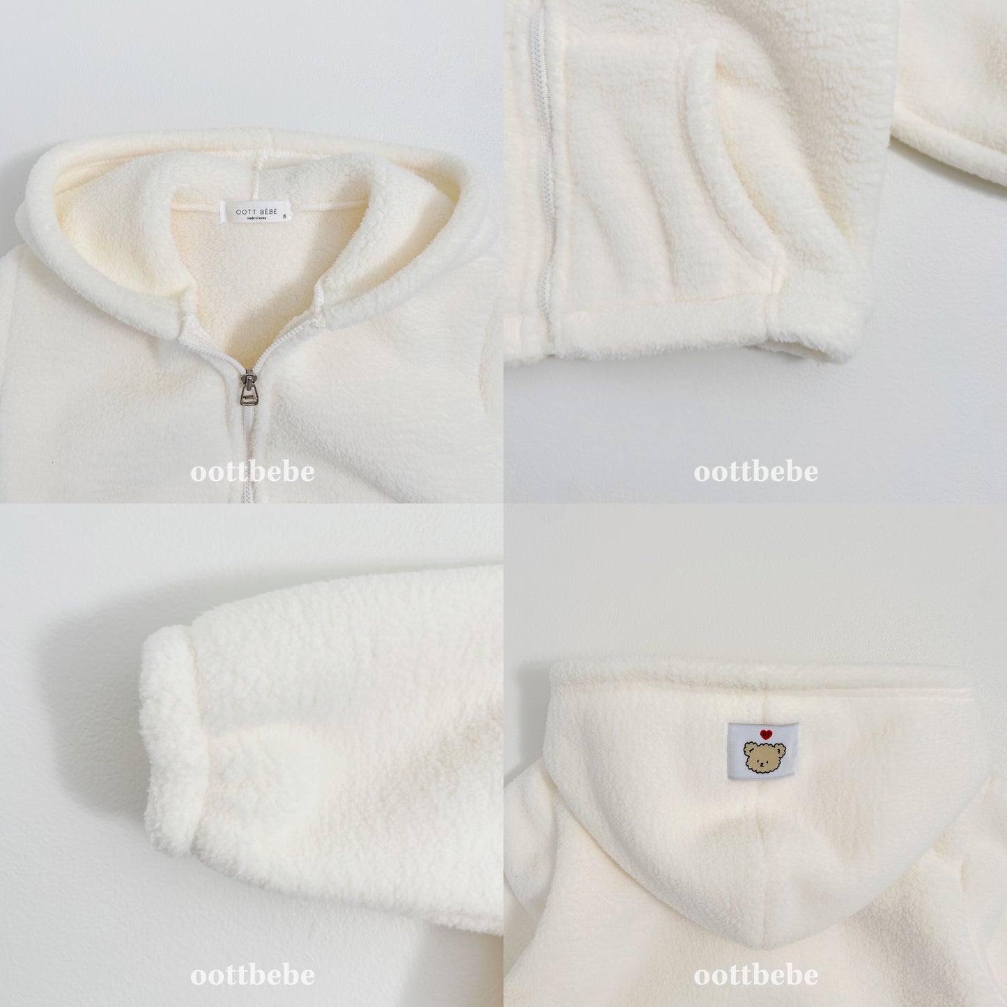 (Pre-order) OOTTBEBE Winter - Marshmallow Cloud Fleece Zip-Up Jacket 말랑구름후리스집업점퍼 (5 Colors)
