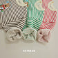 (Pre-order) Soybean Kids Winter - Snowball Stripe Fleece-Lined Top & Bottom Set 스노우볼단가라상하 (3 Colors)