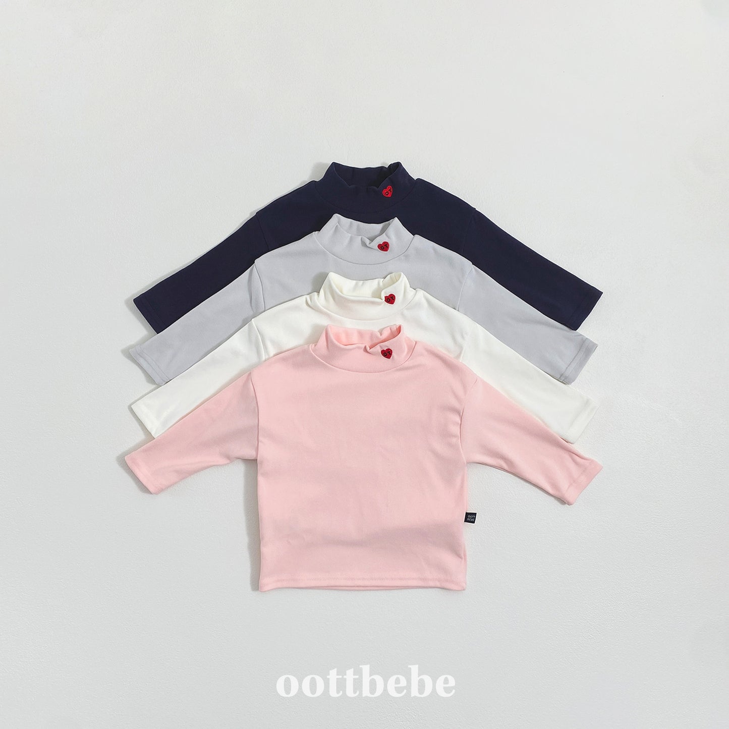 (Pre-order) OOTTBEBE Winter - Signature Heart Turtleneck Tee OT하트폴라티 (4 Colors)