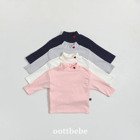 (Pre-order) OOTTBEBE Winter - Signature Heart Turtleneck Tee OT하트폴라티 (4 Colors)