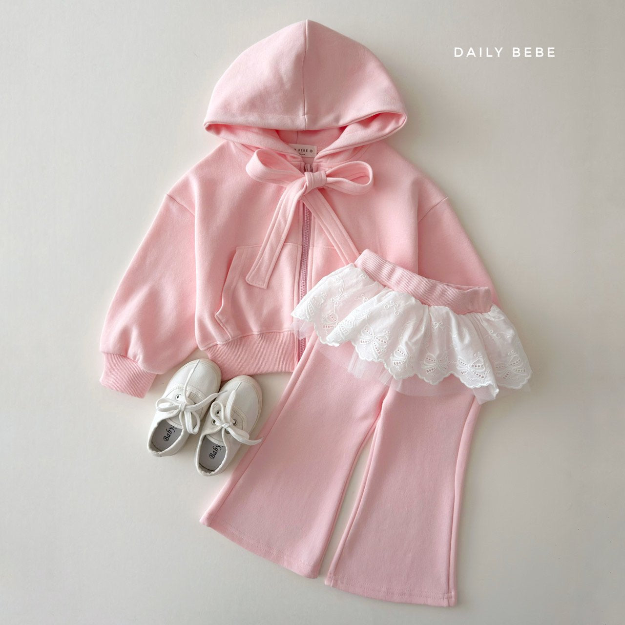 (Pre-order) Daily Bebe Summer- Kids’ Ribbon Hoodie Zip-Up 리본 후드집업 (3 Colors)